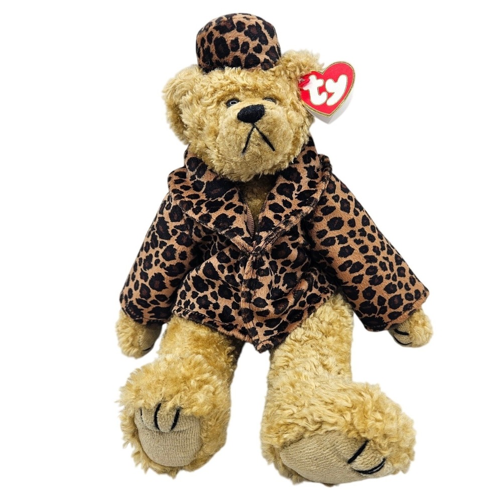 Ty Attic Treasures Isabella Bear Tan Plush Leopard Print Jacket Hat 1993 Vintage